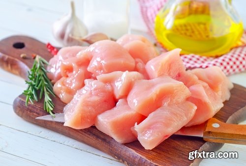 Collection of raw chicken fillet meat 25 HQ Jpeg