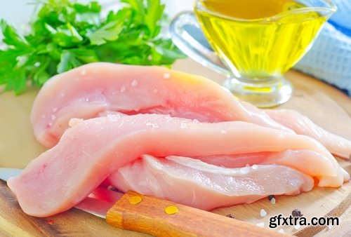 Collection of raw chicken fillet meat 25 HQ Jpeg