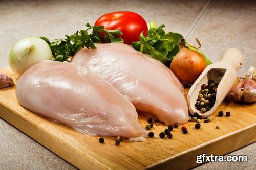 Collection of raw chicken fillet meat 25 HQ Jpeg