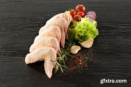 Collection of raw chicken fillet meat 25 HQ Jpeg