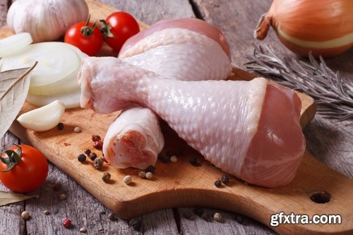 Collection of raw chicken fillet meat 25 HQ Jpeg