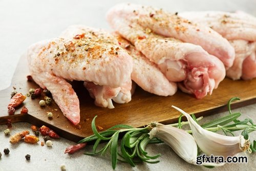 Collection of raw chicken fillet meat 25 HQ Jpeg