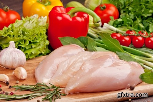 Collection of raw chicken fillet meat 25 HQ Jpeg