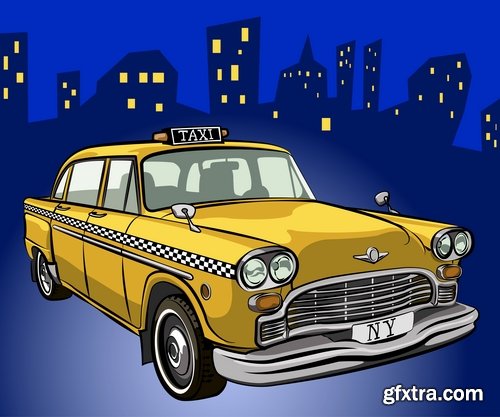 Collection taxi driver cab driver car machine 25 EPS