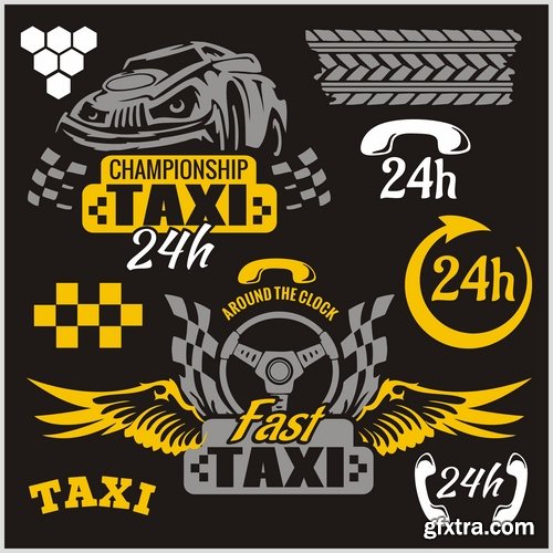 Collection taxi driver cab driver car machine 25 EPS