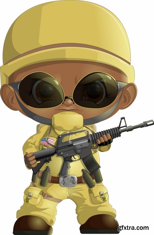 Collection soldier cartoon vector image 25 EPS