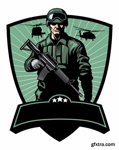 Collection soldier cartoon vector image 25 EPS