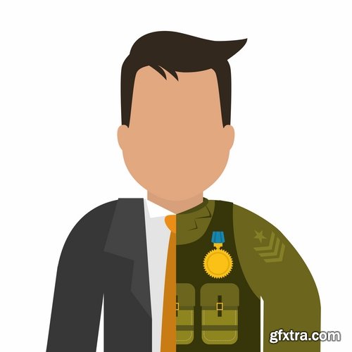 Collection soldier cartoon vector image 25 EPS