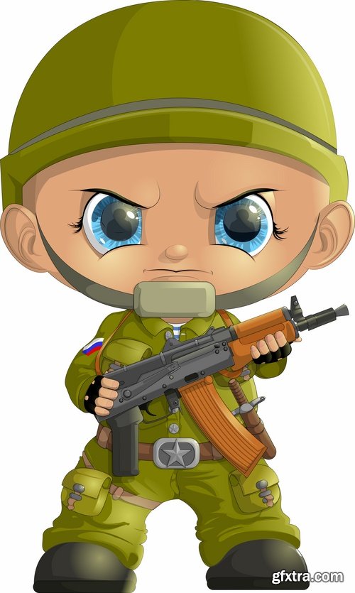 Collection soldier cartoon vector image 25 EPS