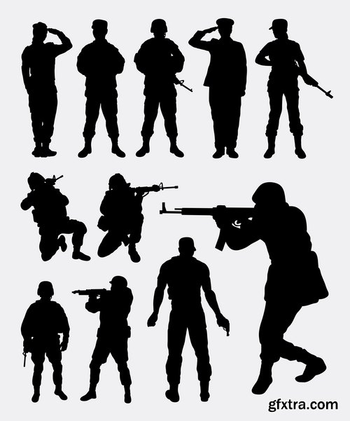 Collection soldier cartoon vector image 25 EPS