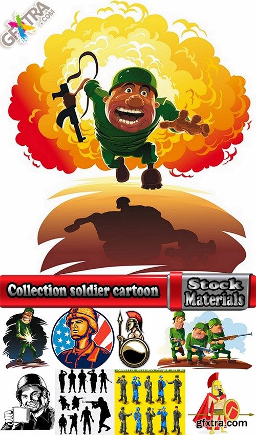 Collection soldier cartoon vector image 25 EPS