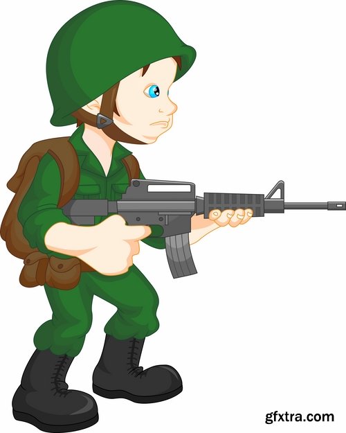 Collection soldier cartoon vector image 25 EPS