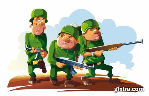 Collection soldier cartoon vector image 25 EPS