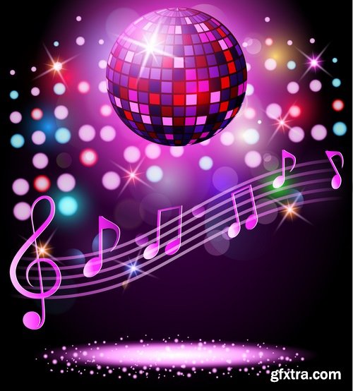 Collection of disco party vacation background is illustration poster 25 EPS