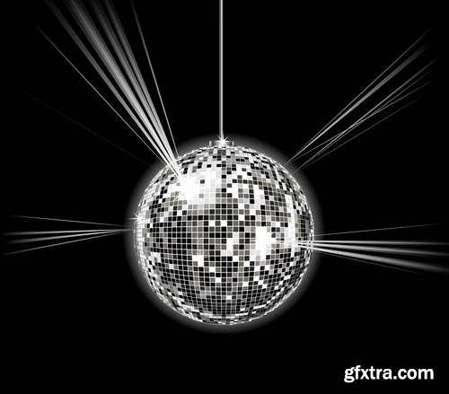 Collection of disco party vacation background is illustration poster 25 EPS