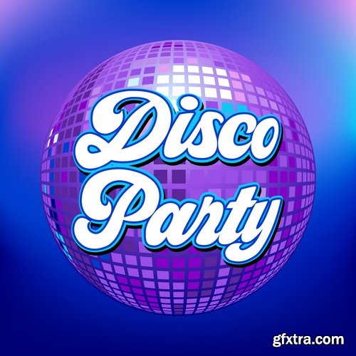 Collection of disco party vacation background is illustration poster 25 EPS