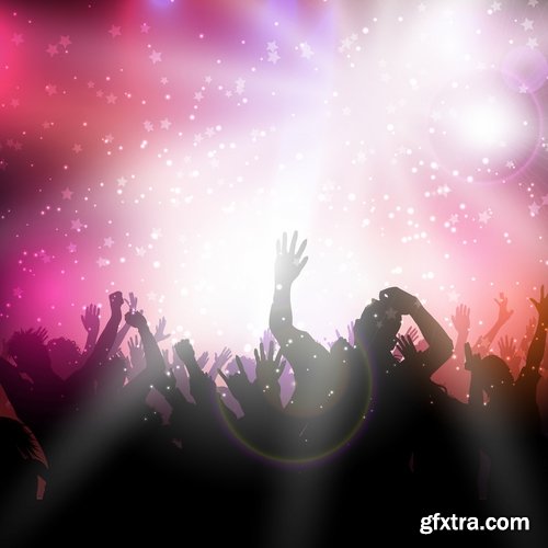 Collection of disco party vacation background is illustration poster 25 EPS