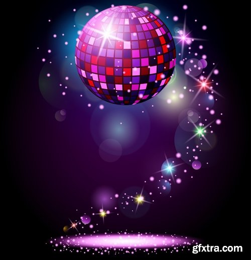 Collection of disco party vacation background is illustration poster 25 EPS