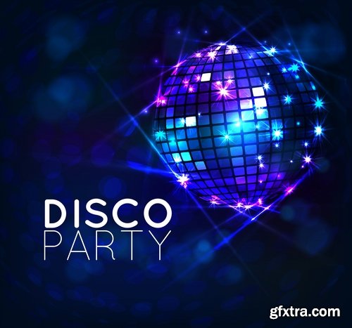 Collection of disco party vacation background is illustration poster 25 EPS