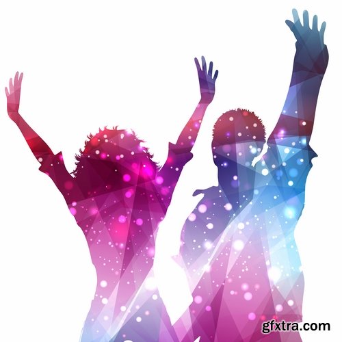 Collection of disco party vacation background is illustration poster 25 EPS