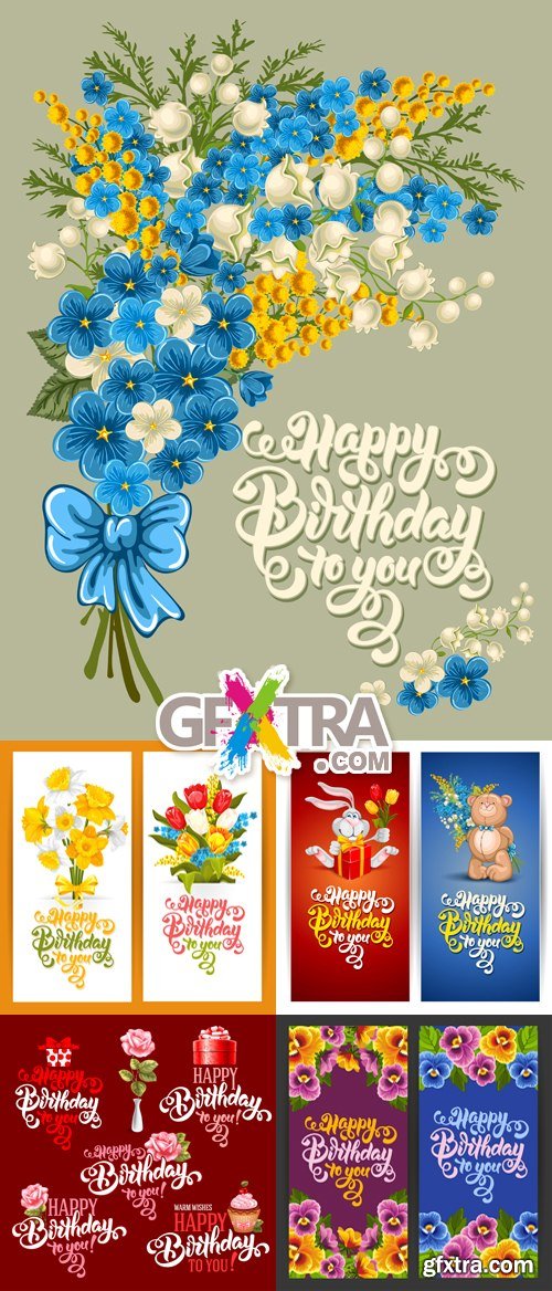 Birthday Postcards Vector 3