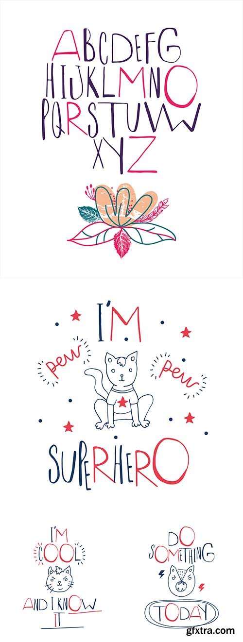 Creative Alphabet for Design - Minimalist Poster with Cat