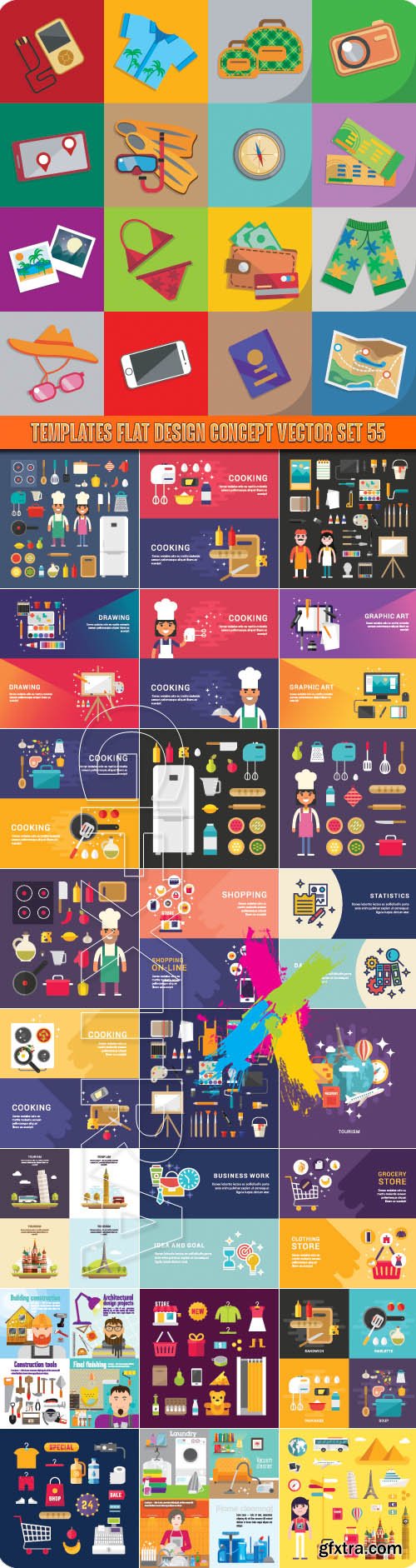 Templates flat design concept vector set 55