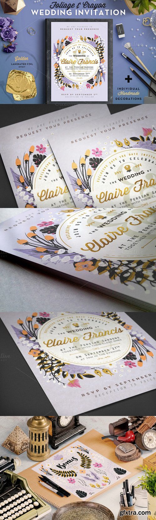 CM - Foil & Crayon Wedding Invite III 604928