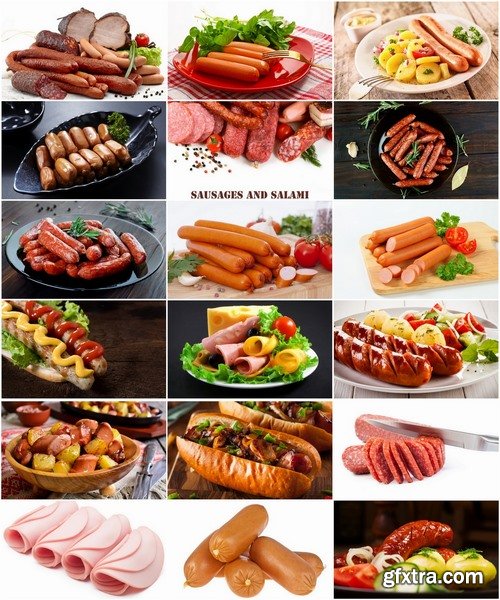 Collection of boiled sausage banger meat products 25 HQ Jpeg