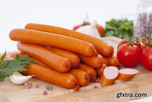 Collection of boiled sausage banger meat products 25 HQ Jpeg