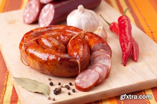 Collection of boiled sausage banger meat products 25 HQ Jpeg