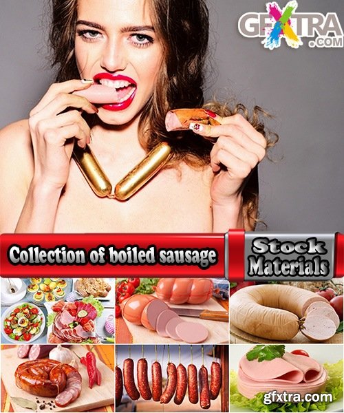 Collection of boiled sausage banger meat products 25 HQ Jpeg