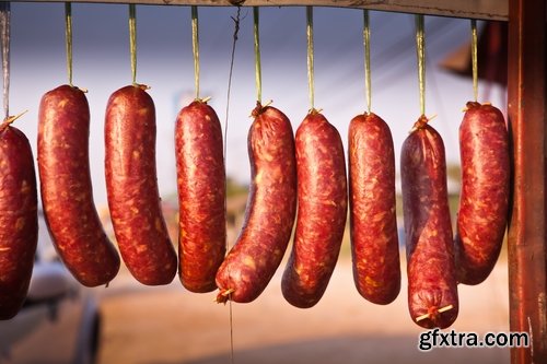 Collection of boiled sausage banger meat products 25 HQ Jpeg