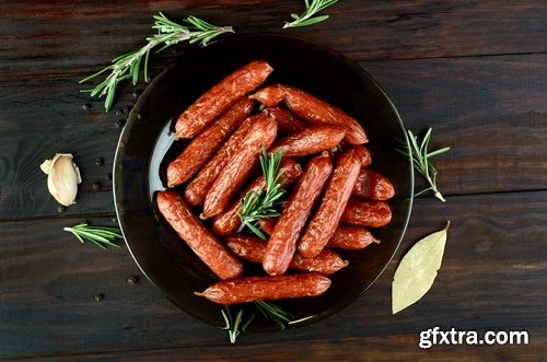 Collection of boiled sausage banger meat products 25 HQ Jpeg