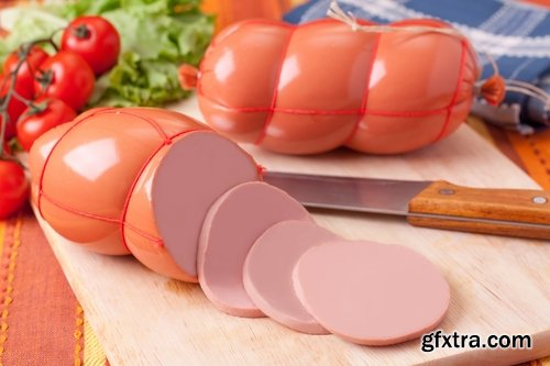 Collection of boiled sausage banger meat products 25 HQ Jpeg