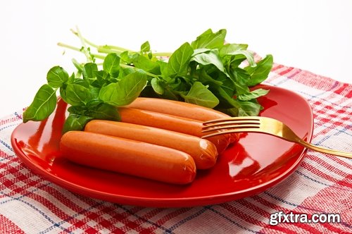 Collection of boiled sausage banger meat products 25 HQ Jpeg