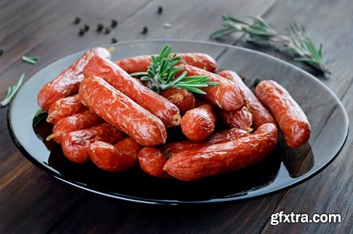 Collection of boiled sausage banger meat products 25 HQ Jpeg