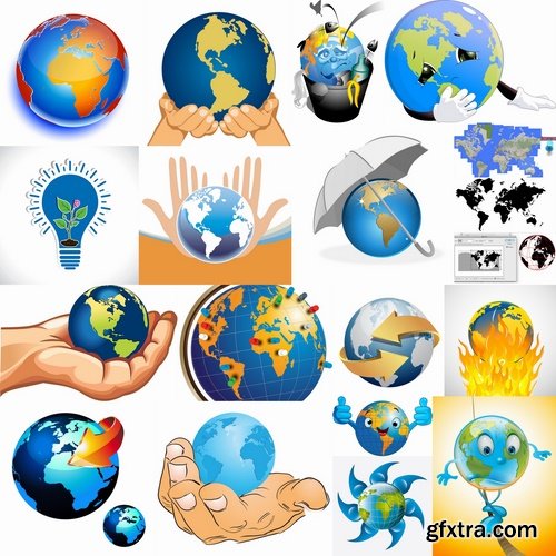 Collection of icon globe nature of the web element 25 EPS