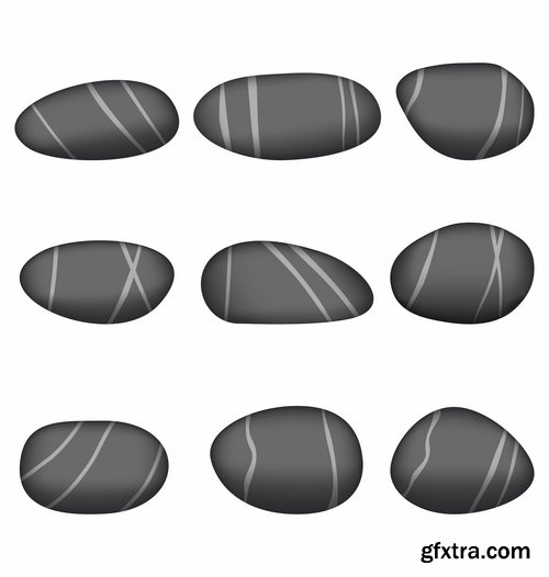 Collection of stone cobble boulder rock vector image 25 EPS