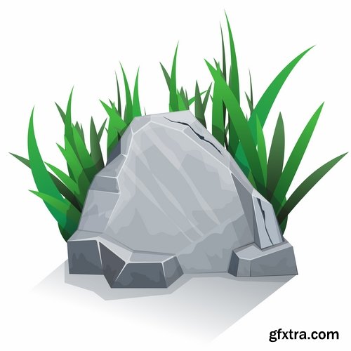 Collection of stone cobble boulder rock vector image 25 EPS