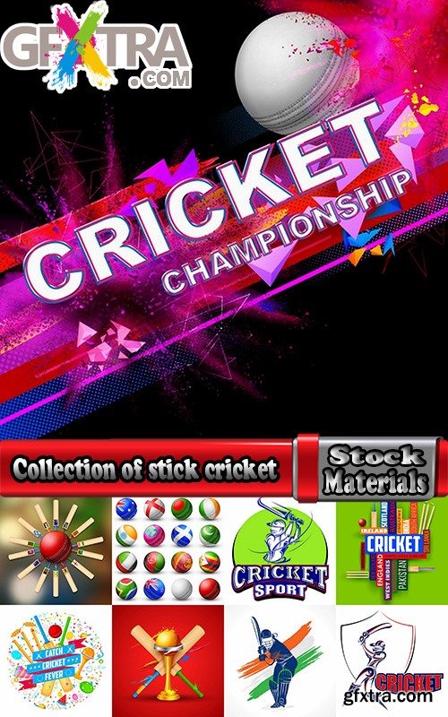 Collection of stick cricket ball championship competition 25 EPS