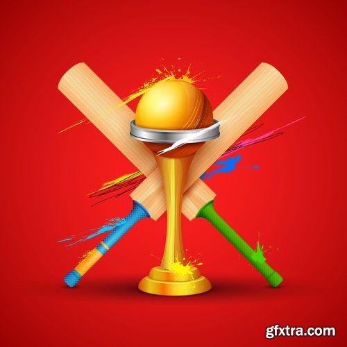 Collection of stick cricket ball championship competition 25 EPS