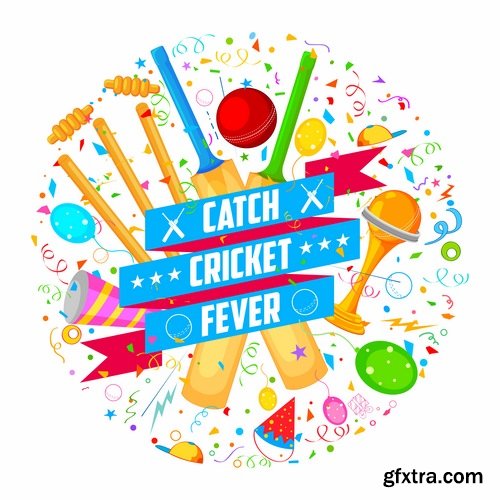 Collection of stick cricket ball championship competition 25 EPS