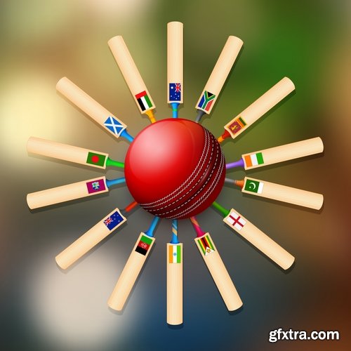 Collection of stick cricket ball championship competition 25 EPS