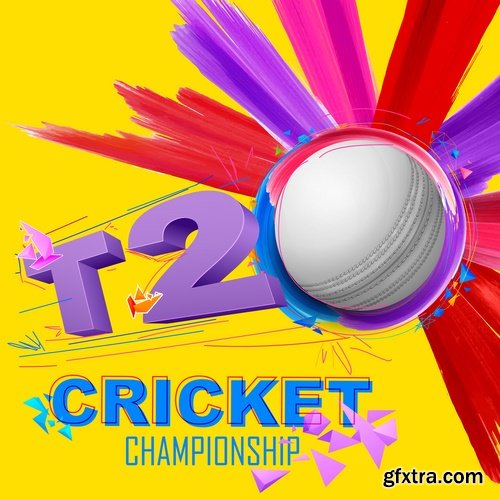 Collection of stick cricket ball championship competition 25 EPS