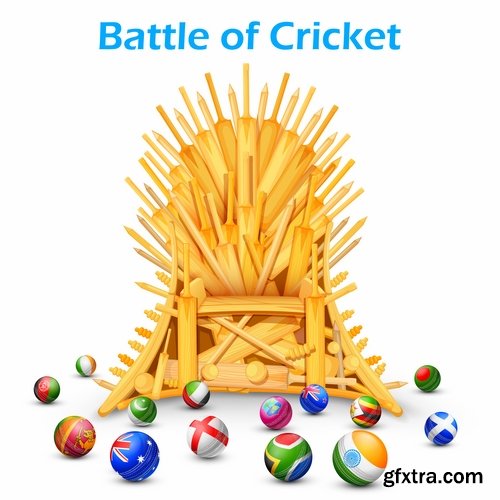 Collection of stick cricket ball championship competition 25 EPS