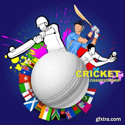 Collection of stick cricket ball championship competition 25 EPS