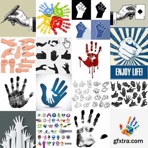 Collection of hand gestures gesture 25 EPS