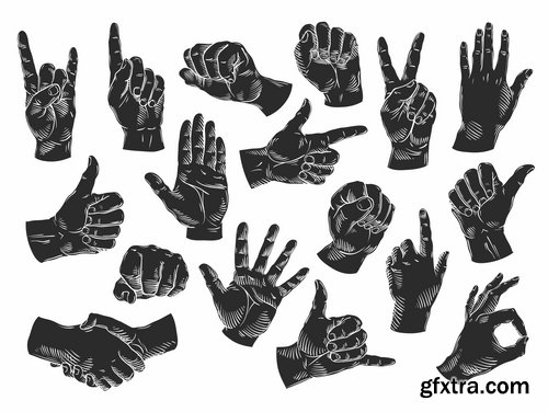 Collection of hand gestures gesture 25 EPS