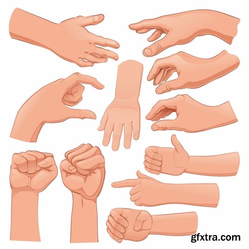 Collection of hand gestures gesture 25 EPS